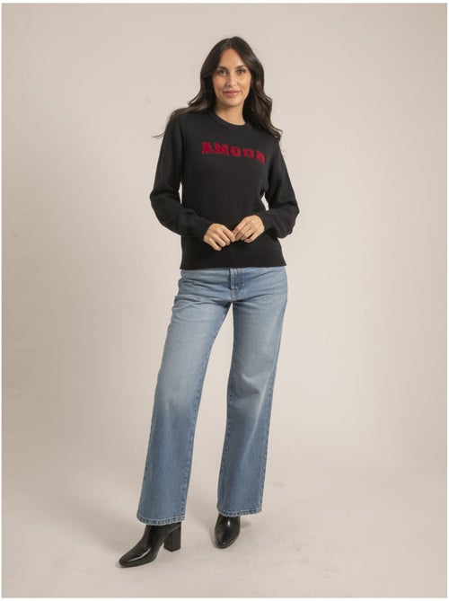 Pull girocollo pur coton message KOURI - Kiabi