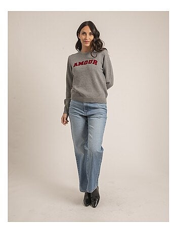 Pull girocollo pur coton message KOURI