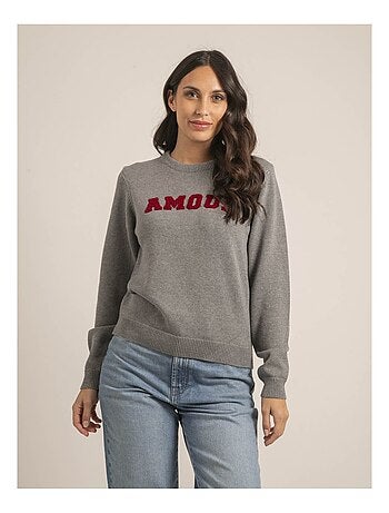 Pull girocollo pur coton message KOURI
