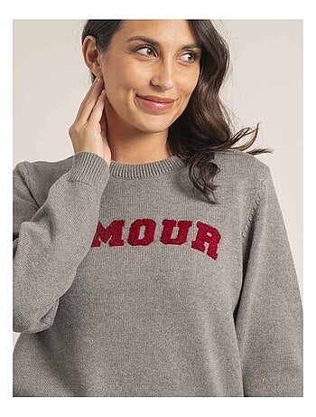 Pull girocollo pur coton message KOURI