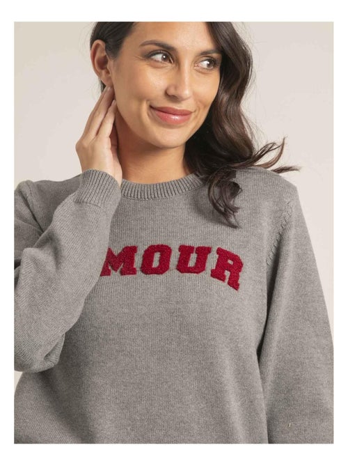 Pull girocollo pur coton message KOURI - Kiabi