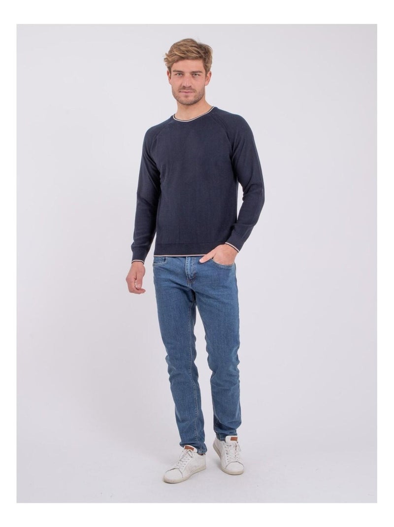 Pull girocollo puro cotone AMATEO Blu marino - Kiabi