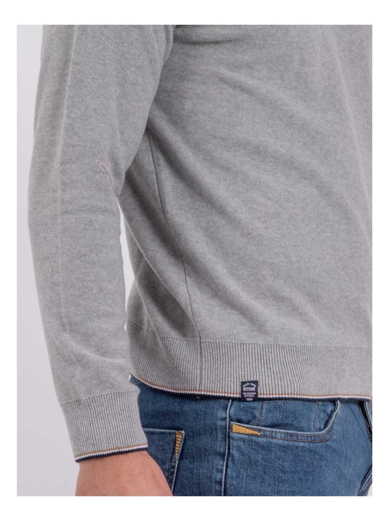 Pull girocollo puro cotone AMATEO Grigio - Kiabi