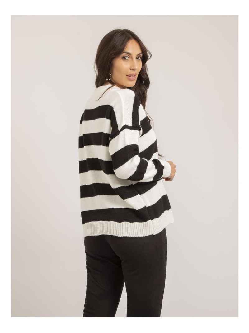 Pull grosses rayures KATURA Bianco - Kiabi