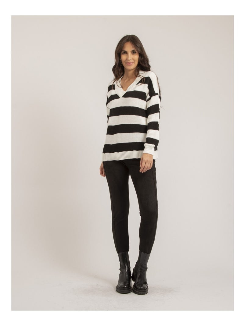 Pull grosses rayures KATURA Bianco - Kiabi