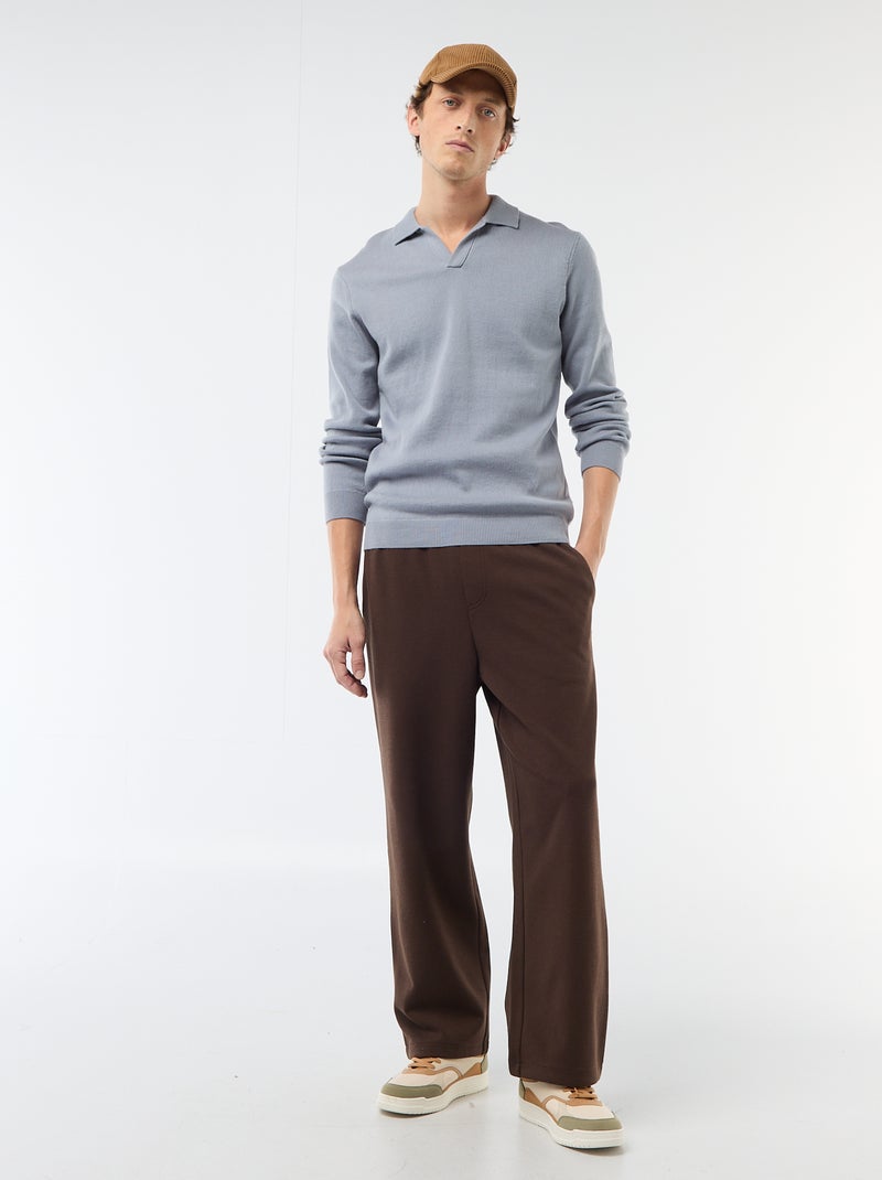 Pull in maglia con collo polo Blu - Kiabi