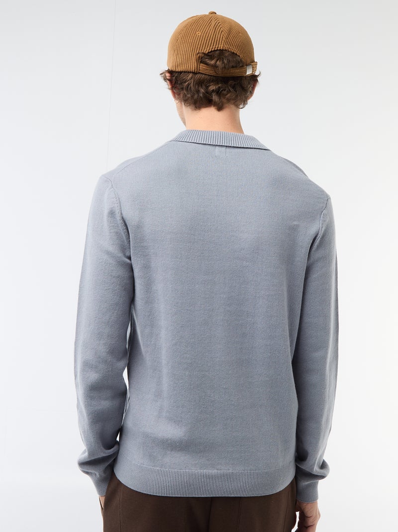 Pull in maglia con collo polo Blu - Kiabi