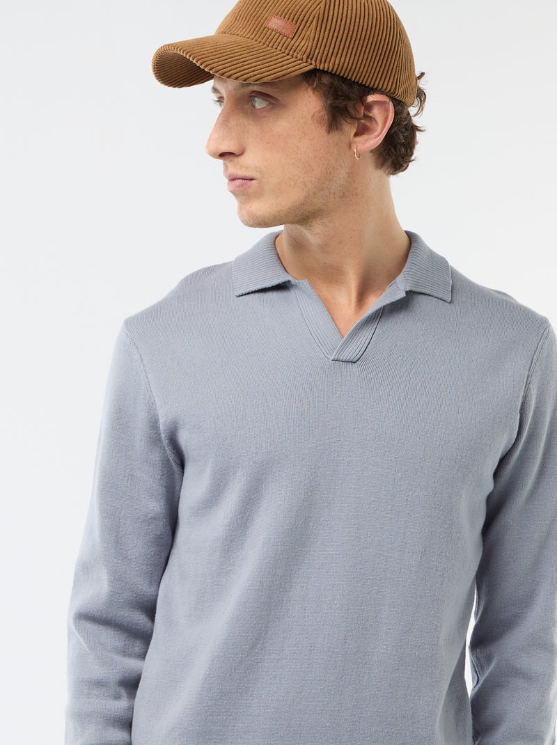 Pull in maglia con collo polo Blu - Kiabi