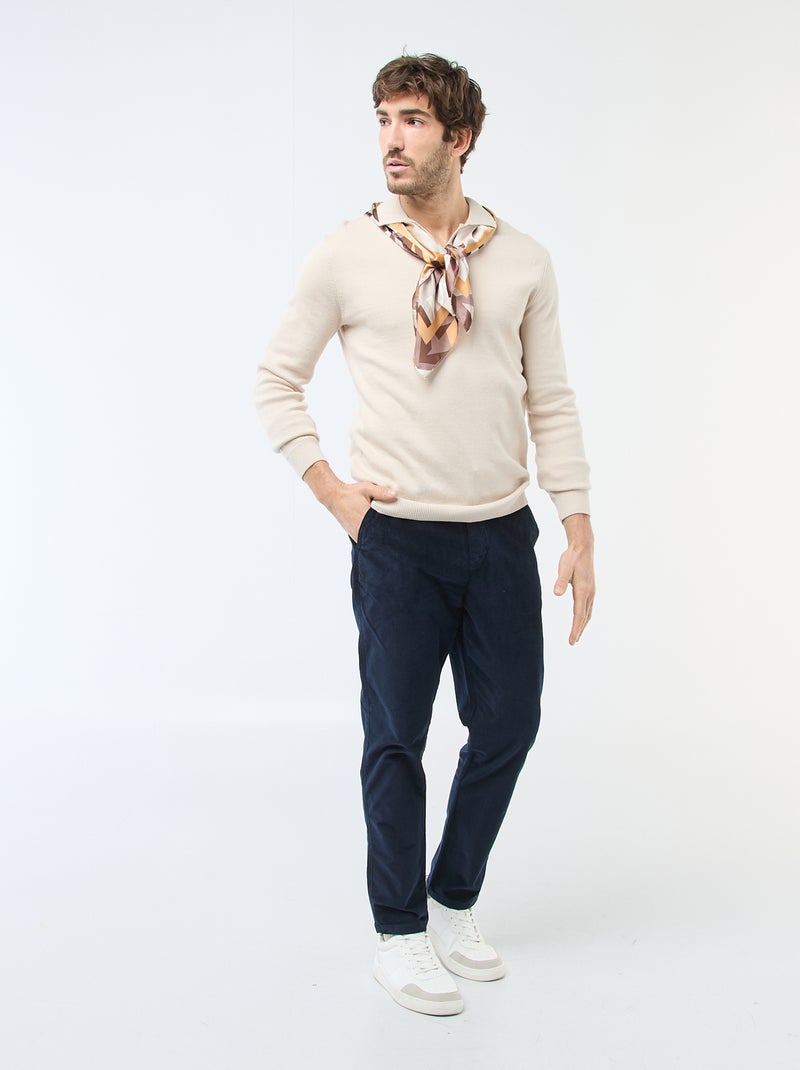 Pull in maglia con collo polo Grigio - Kiabi