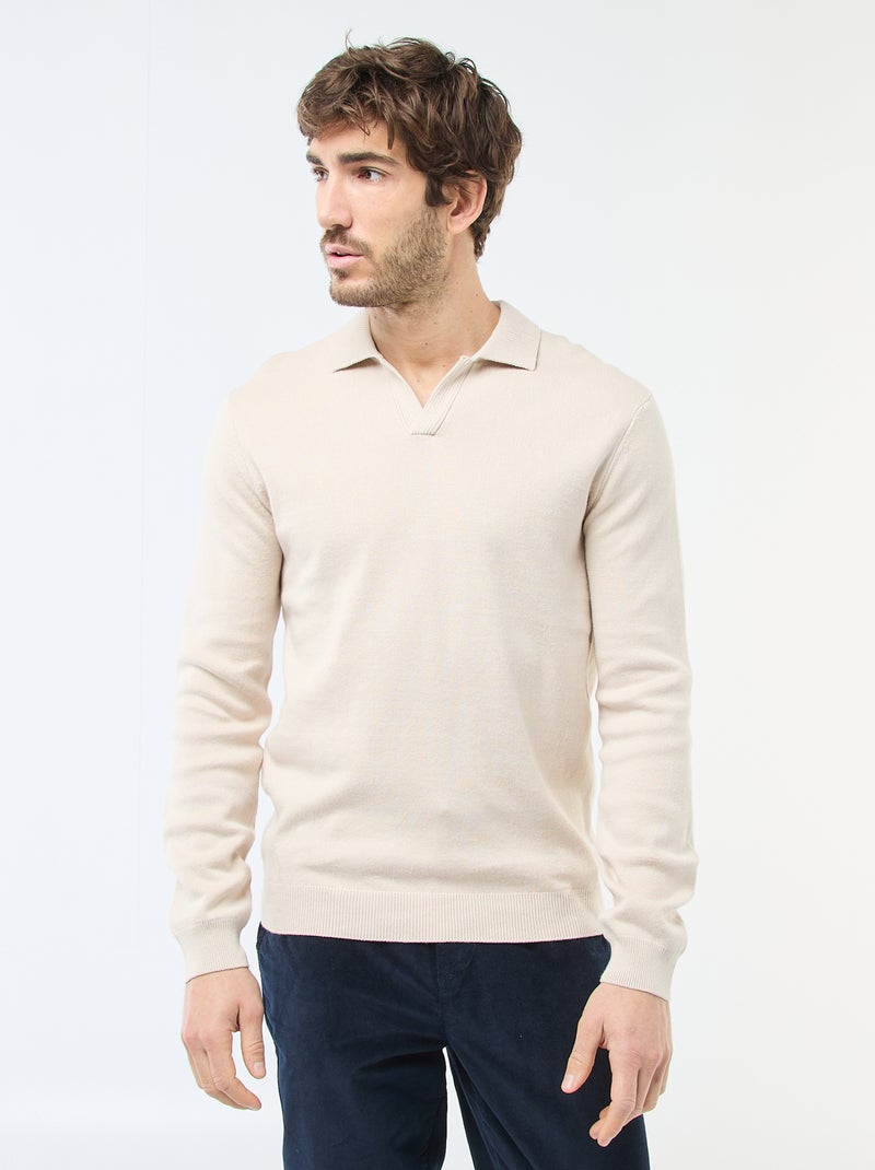 Pull in maglia con collo polo Grigio - Kiabi