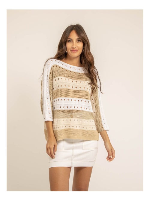 Pull léger maille ajourée KARLA - Kiabi