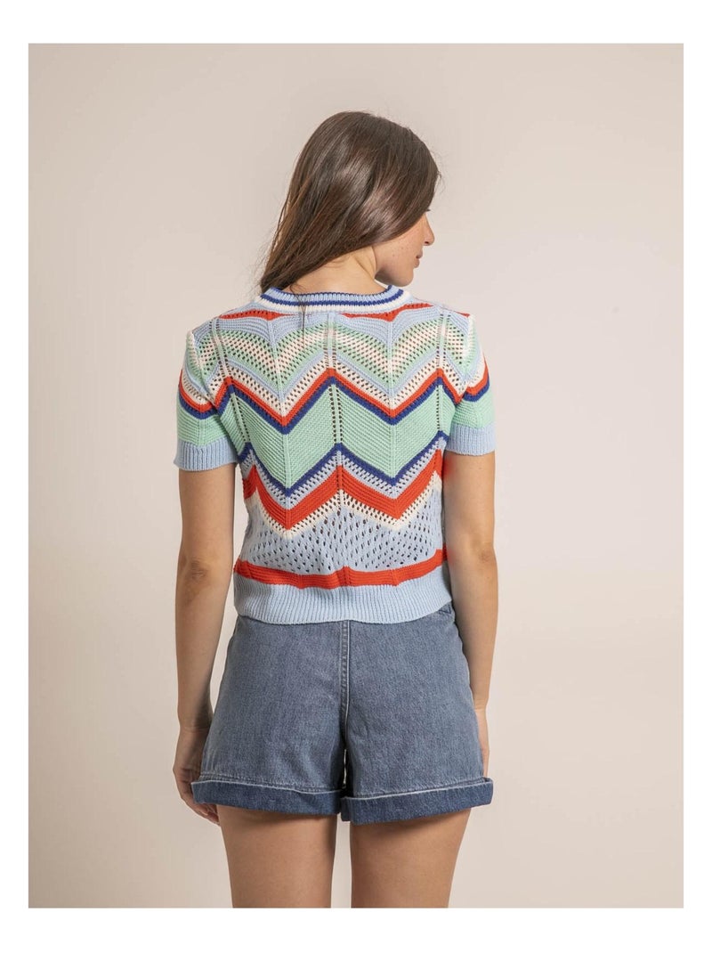 Pull léger manches courtes KURINA Blu - Kiabi