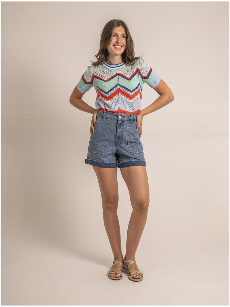 Pull léger manches courtes KURINA Blu - Kiabi