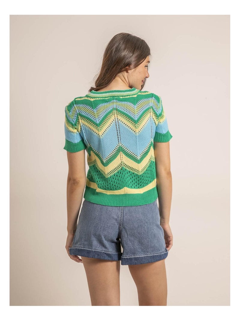 Pull léger manches courtes KURINA Verde - Kiabi