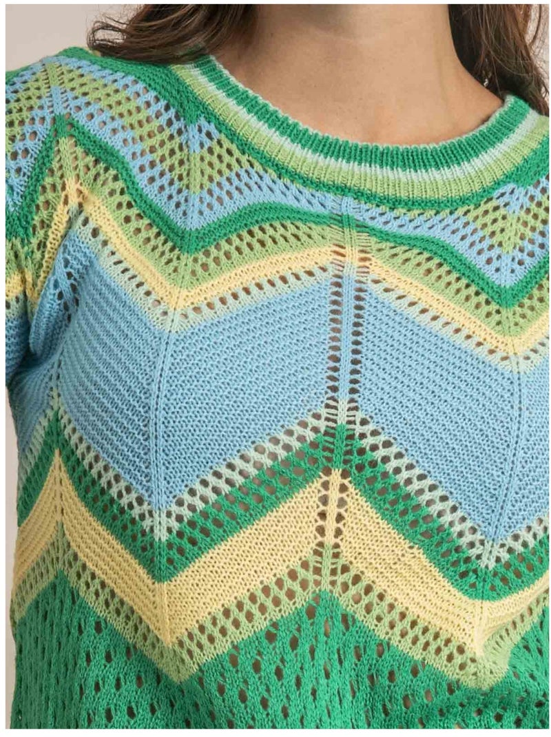 Pull léger manches courtes KURINA Verde - Kiabi