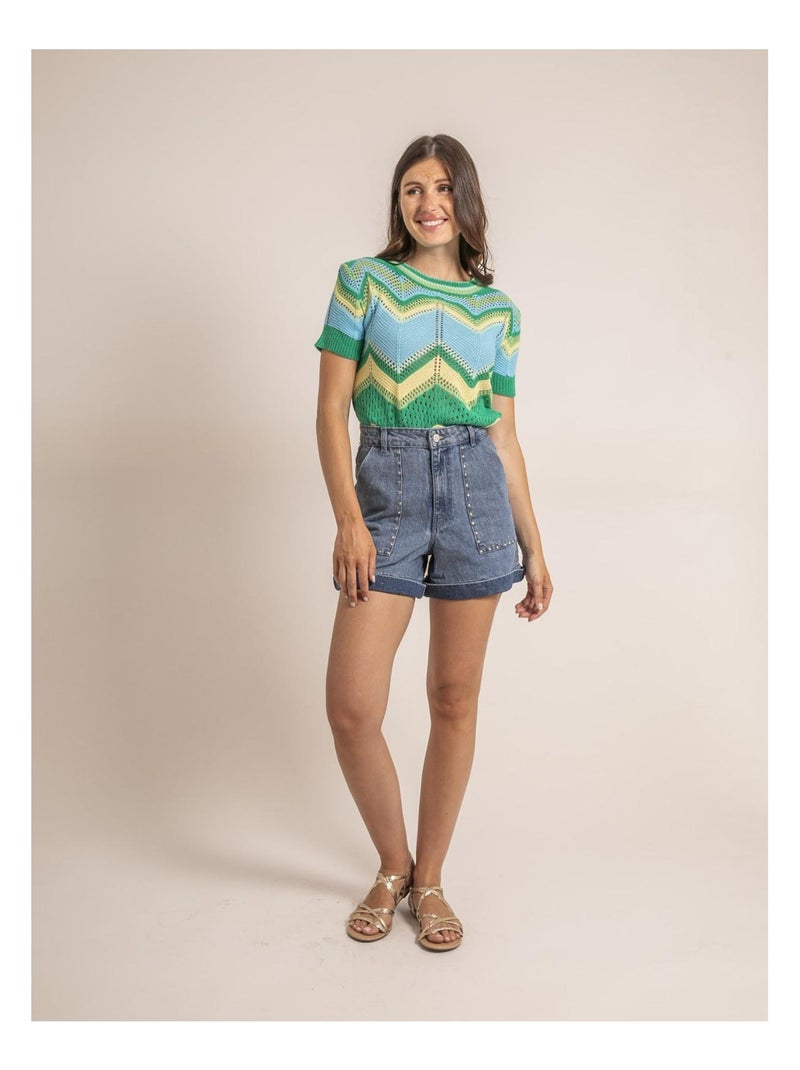 Pull léger manches courtes KURINA Verde - Kiabi