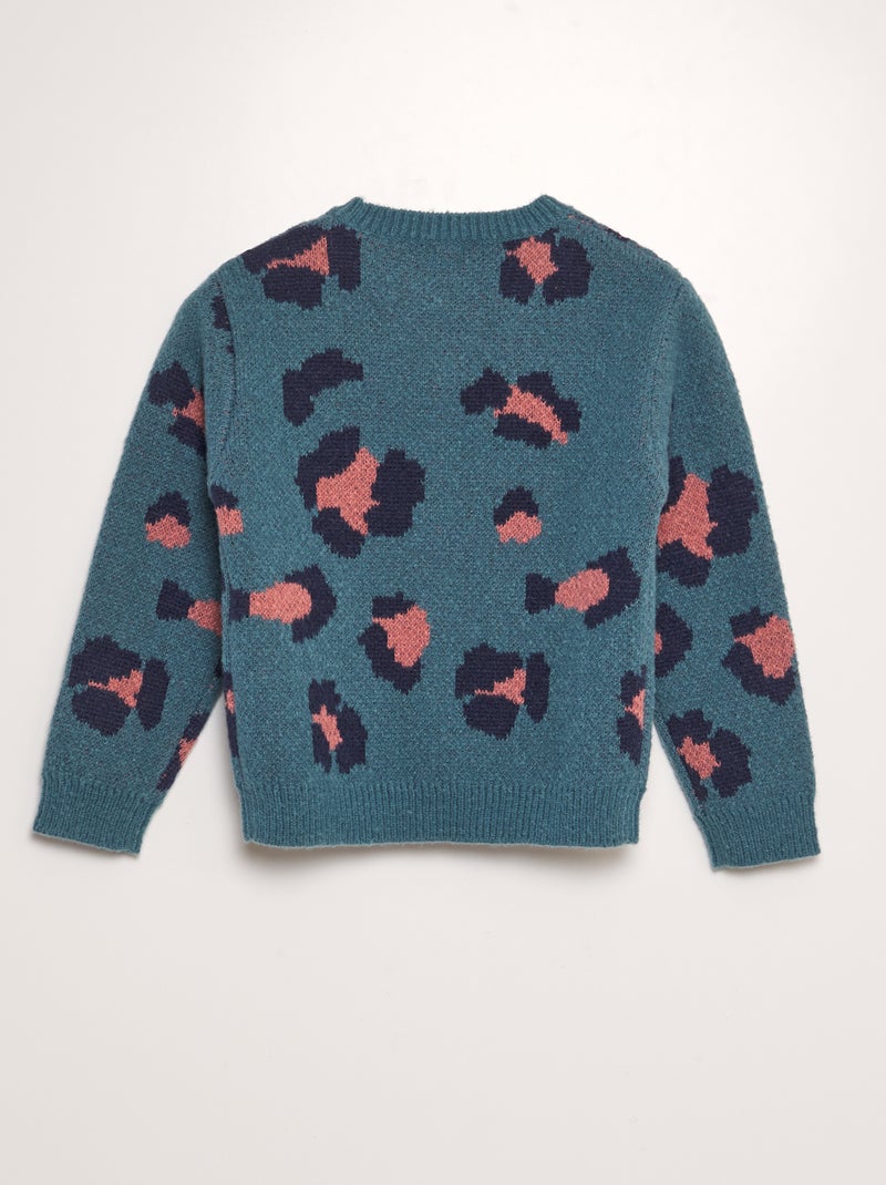 Pull leopardato maglia jacquard VERDE - Kiabi