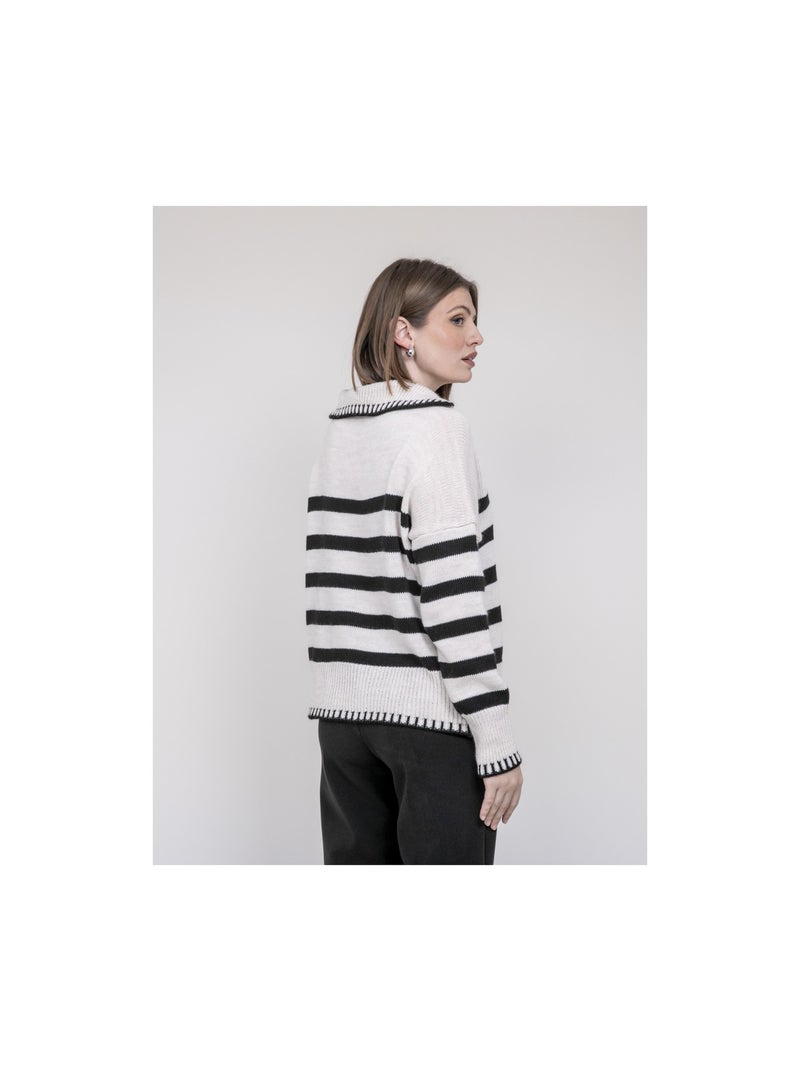 Pull marinière color polo KOVANE Ecru - Kiabi
