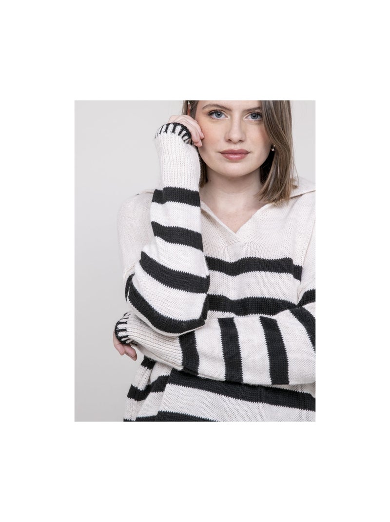 Pull marinière color polo KOVANE Ecru - Kiabi
