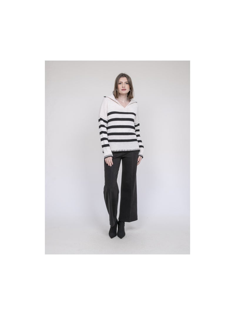 Pull marinière color polo KOVANE Ecru - Kiabi