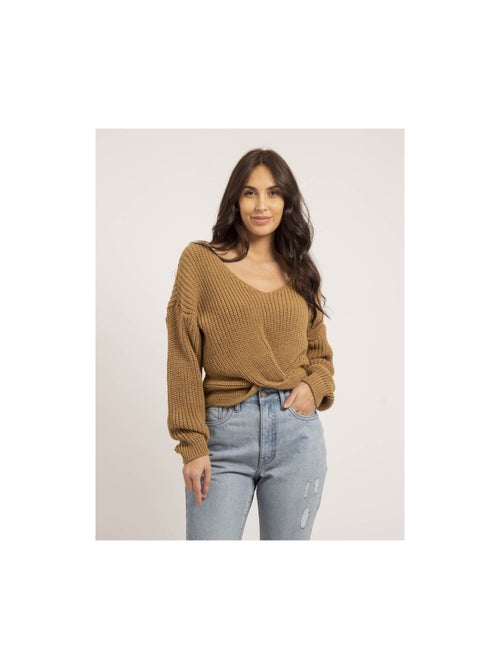 Pull scollo a V avec nœud KIRVINA - Kiabi
