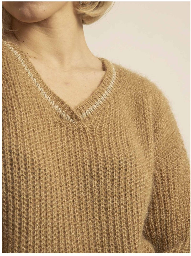 Pull scollo a V KARLITA Beige - Kiabi