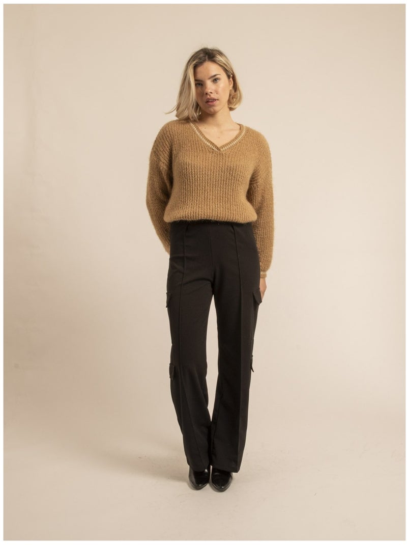 Pull scollo a V KARLITA Beige - Kiabi