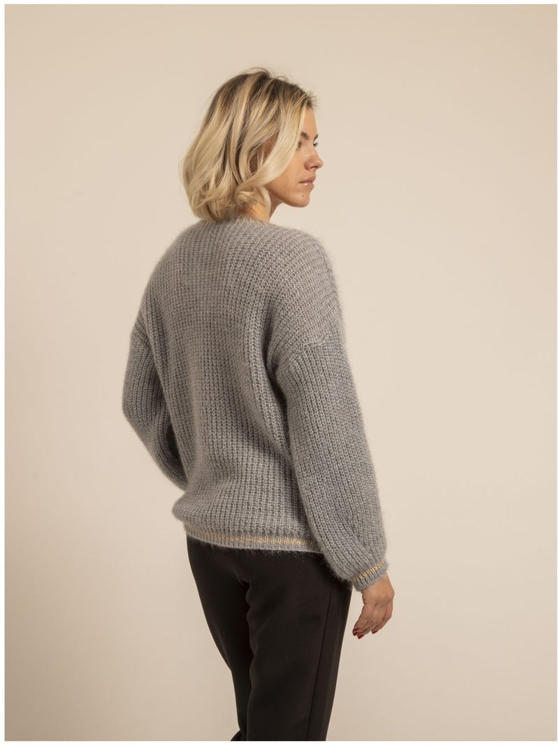 Pull scollo a V KARLITA Grigio - Kiabi
