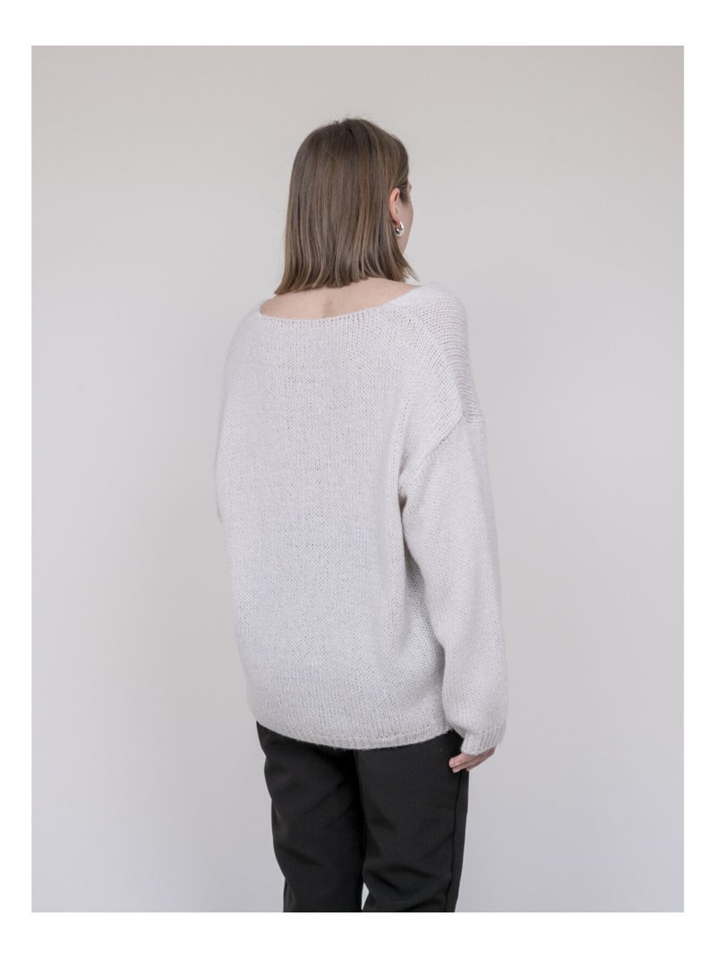 Pull scollo a V KLORIANE Ecru - Kiabi
