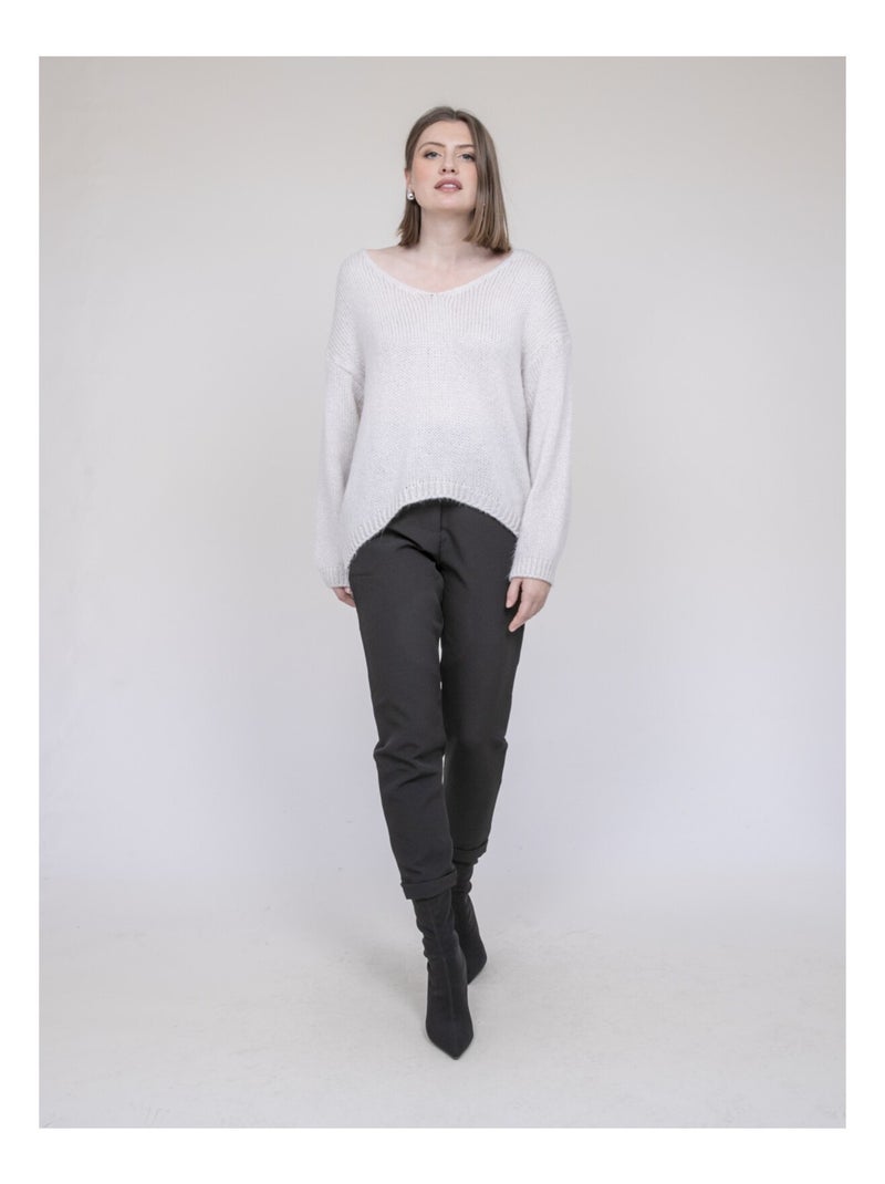 Pull scollo a V KLORIANE Ecru - Kiabi