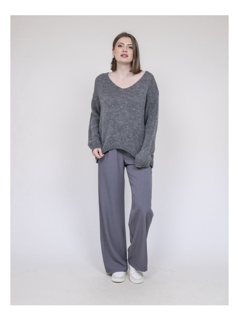 Pull scollo a V KLORIANE Grigio - Kiabi