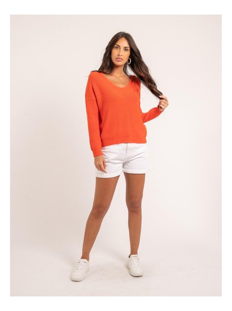 Pull scollo a V KYLEENA Arancione - Kiabi