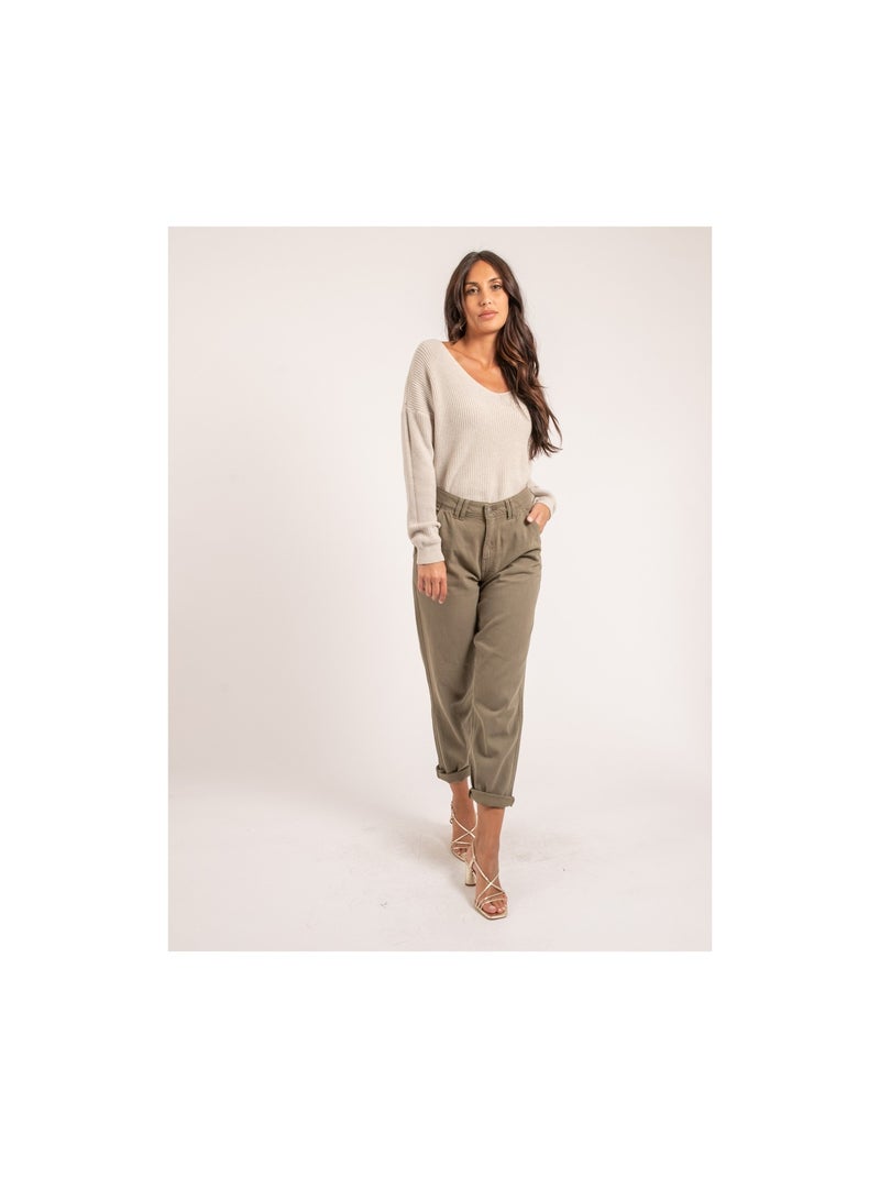 Pull scollo a V KYLEENA Beige - Kiabi