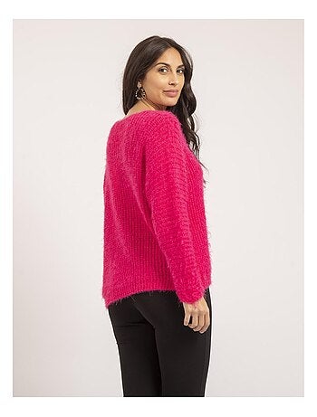 Pull scollo a V maille chenille KRISTINA