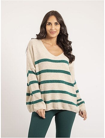 Pull scollo a V rayures KLERVI