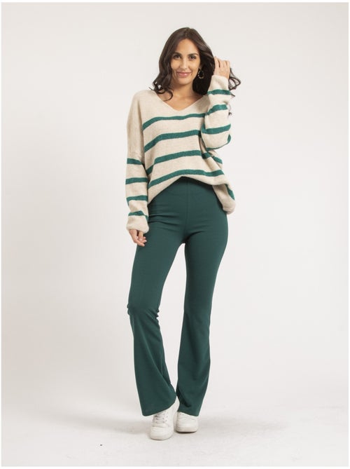 Pull scollo a V rayures KLERVI - Kiabi