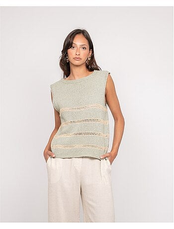 Pull senza maniche a righe lurex KAVIA