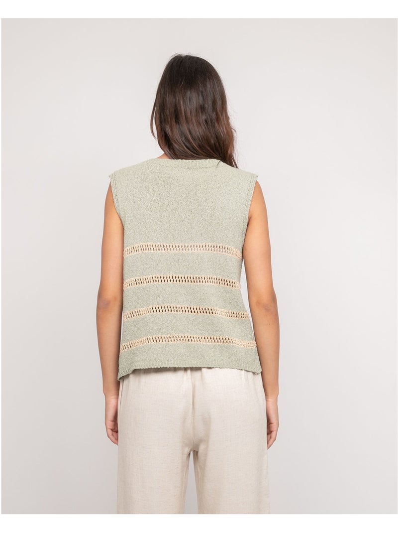 Pull senza maniche a righe lurex KAVIA Cachi - Kiabi