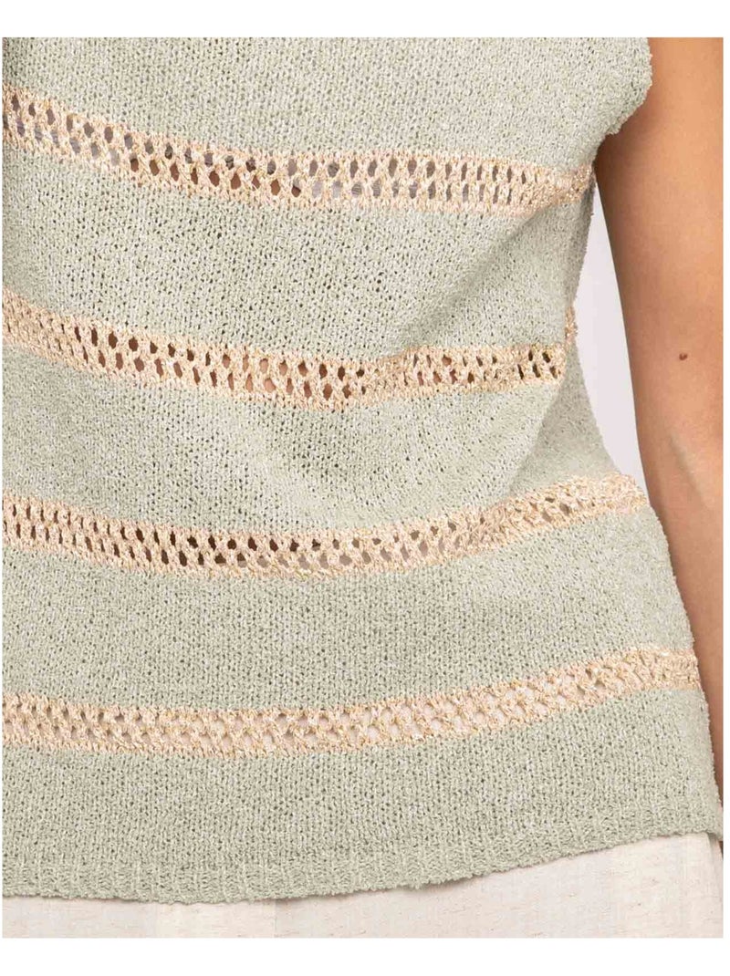 Pull senza maniche a righe lurex KAVIA Cachi - Kiabi