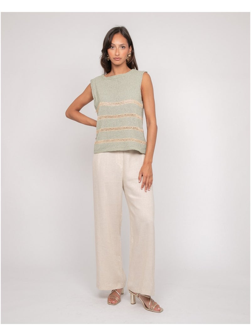 Pull senza maniche a righe lurex KAVIA Cachi - Kiabi