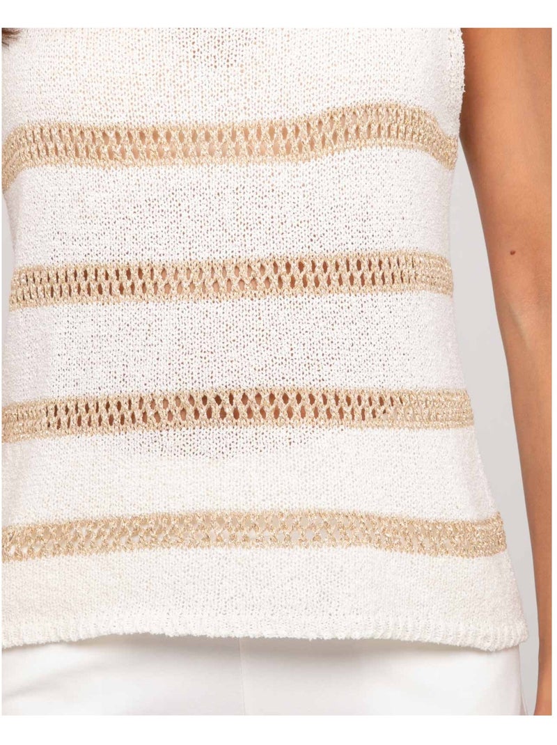 Pull senza maniche a righe lurex KAVIA Ecru - Kiabi