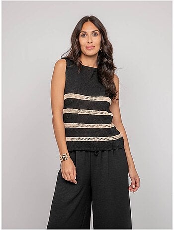 Pull senza maniche a righe lurex KAVIA