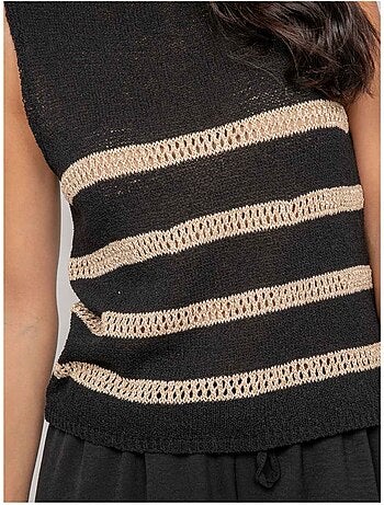Pull senza maniche a righe lurex KAVIA