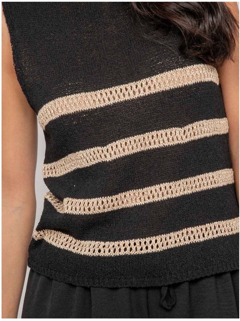 Pull senza maniche a righe lurex KAVIA Nero - Kiabi