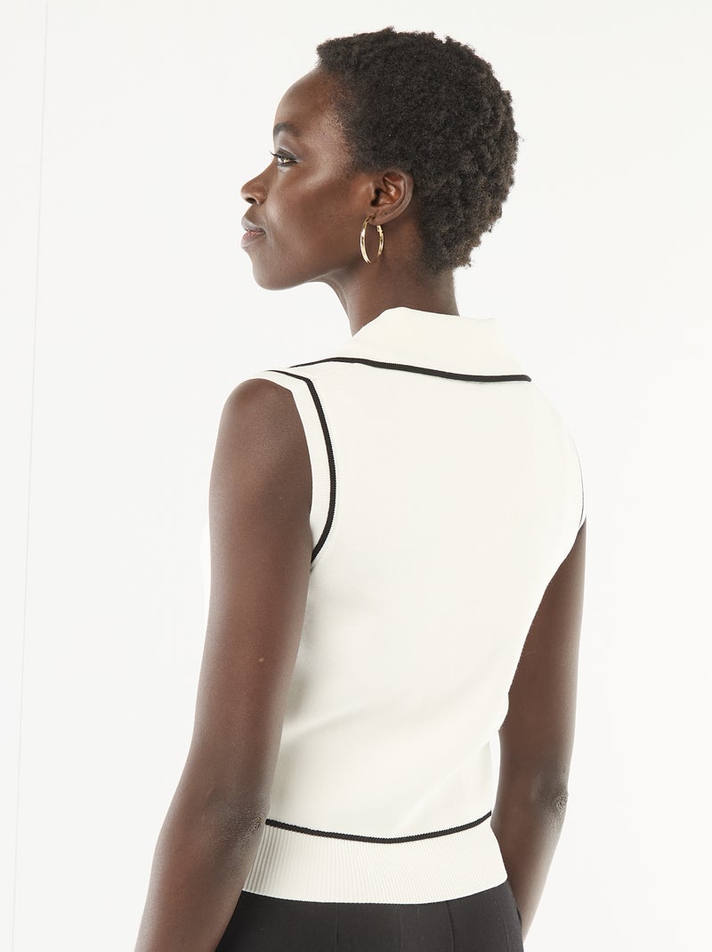 Pull senza maniche con collo polo Bianco - Kiabi