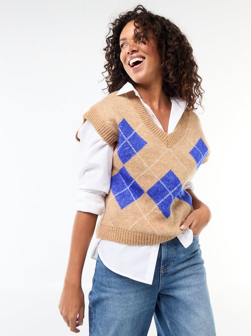 Pull senza maniche con motivo a losanghe - Kiabi