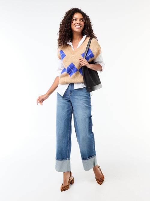 Pull senza maniche con motivo a losanghe - Kiabi