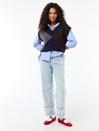 Pull senza maniche con motivo a losanghe