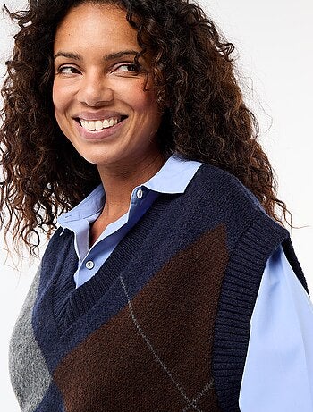 Pull senza maniche con motivo a losanghe