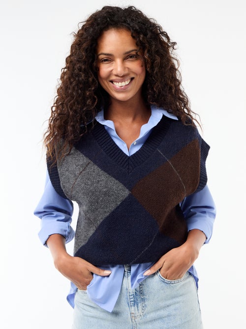 Pull senza maniche con motivo a losanghe - Kiabi